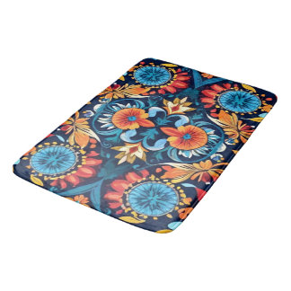 Alfombrilla De Baño Elegancia Floral Boho Colorida: Mándala Vibrante
