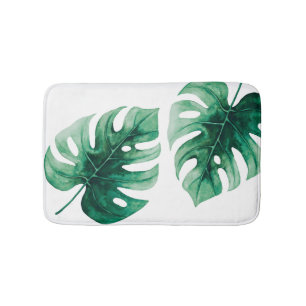 Alfombrilla De Baño Elegancia moderna acuarela Moral verde de las hoja