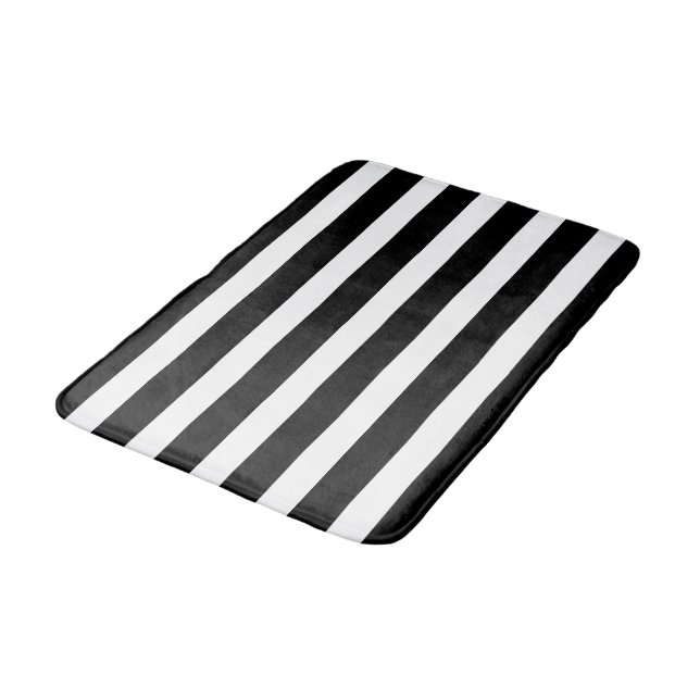 Alfombrilla De Baño Elegant Black and White Stripe Bathroom Mat (Angular)