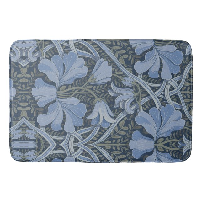 Alfombrilla De Baño Elegant Blue Watercolor Floral Pattern (Anverso)