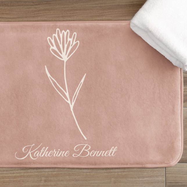 Alfombrilla De Baño Elegant Dusty Rose Simple Flower Name (Subido por el creador)