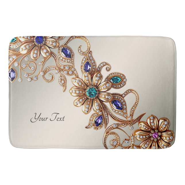 Alfombrilla De Baño Elegant Gold Jewel Flowers Bath Mat (Anverso)