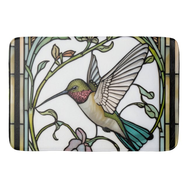 Alfombrilla De Baño Elegant hummingbird artwork botanical boho chic (Anverso)
