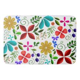Alfombrilla De Baño Elegant Latin American Folk Floral White