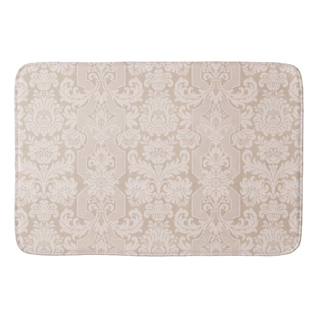 Alfombrilla De Baño Elegant Ornate Cream Victorian Damask (Anverso)