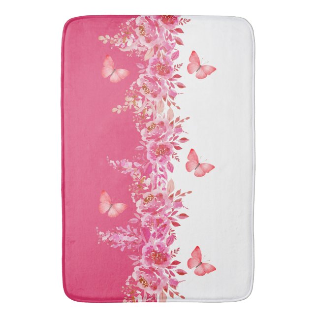 Alfombrilla De Baño Elegant Pink Botanical Bath Mat  (Frente vertical)