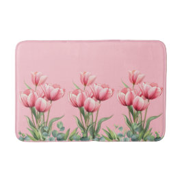 Alfombrilla De Baño Elegant Pink Tulips Floral Mother's Day Gift 