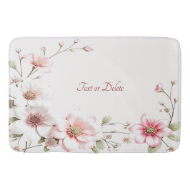 Alfombrilla De Baño Elegant Pink White Floral Bath Mat