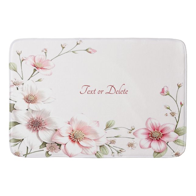 Alfombrilla De Baño Elegant Pink White Floral Bath Mat (Anverso)