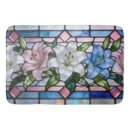 Alfombrilla De Baño Elegant Stained Glass Lily Floral Design in Soft P