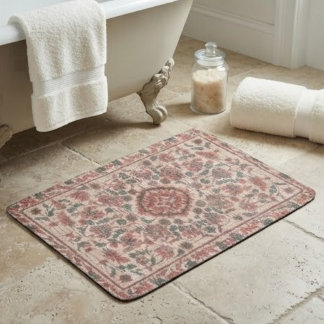 Alfombrilla De Baño Elegant Vintage Persian Floral Warm Terra-Cotta