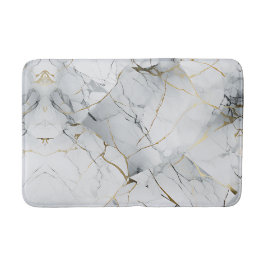 Alfombrilla De Baño Elegant White and Gold Marbled
