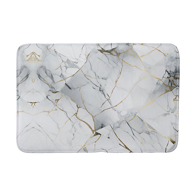Alfombrilla De Baño Elegant White and Gold Marbled  (Anverso)