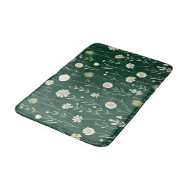 Alfombrilla De Baño Elegant Wildflower Pattern on Dark Green 