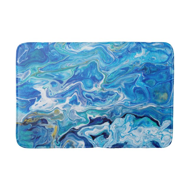 Alfombrilla De Baño Elegante Agate Loco 6 - Azul oceánico (Anverso)