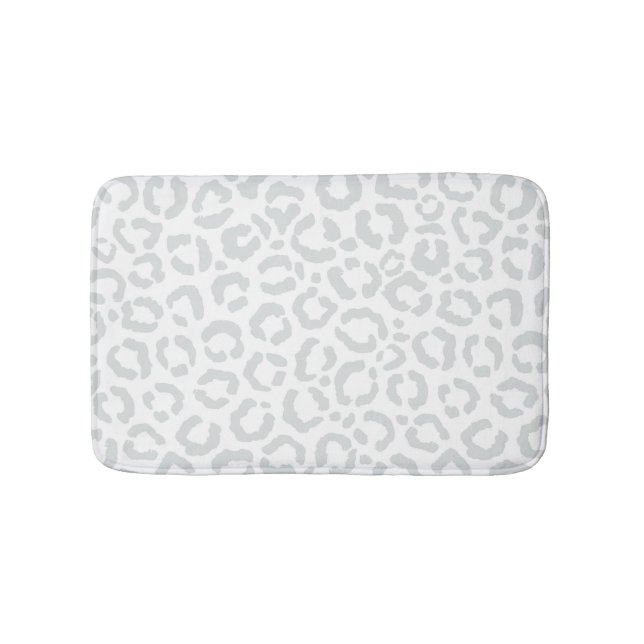 Alfombrilla De Baño Elegante animal de leopardo gris blanco (Anverso)