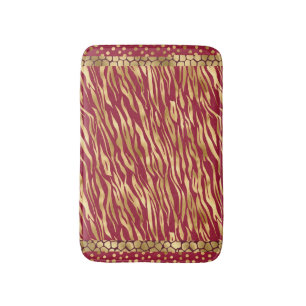 Alfombrilla De Baño Elegante animal Imprimir Borgoña Moda de oro Lujo