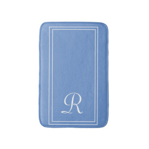 Alfombrilla De Baño Elegante azul monogramado personalizado