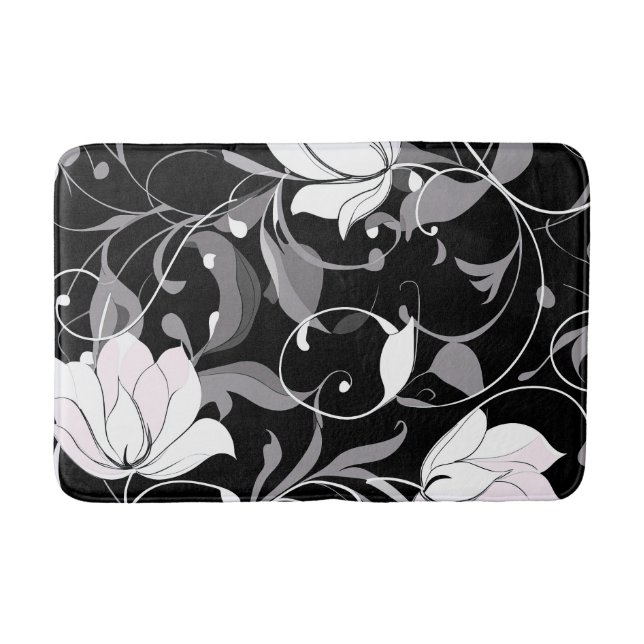 Alfombrilla De Baño Elegante Bañera floral Noir (Anverso)
