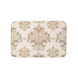 Alfombrilla De Baño Elegante beige damasco vintage casa de campo franc