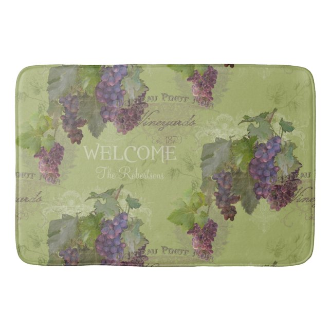 Alfombrilla De Baño Elegante bienvenida Mat Pinot Noir Vineyard Grapes (Anverso)