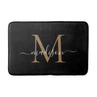 Elegante Black Gold White Monograma Girly Script