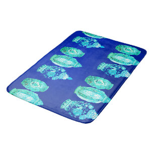 Alfombrilla De Baño Elegante blanco verde azul monogramado Jar jengibr