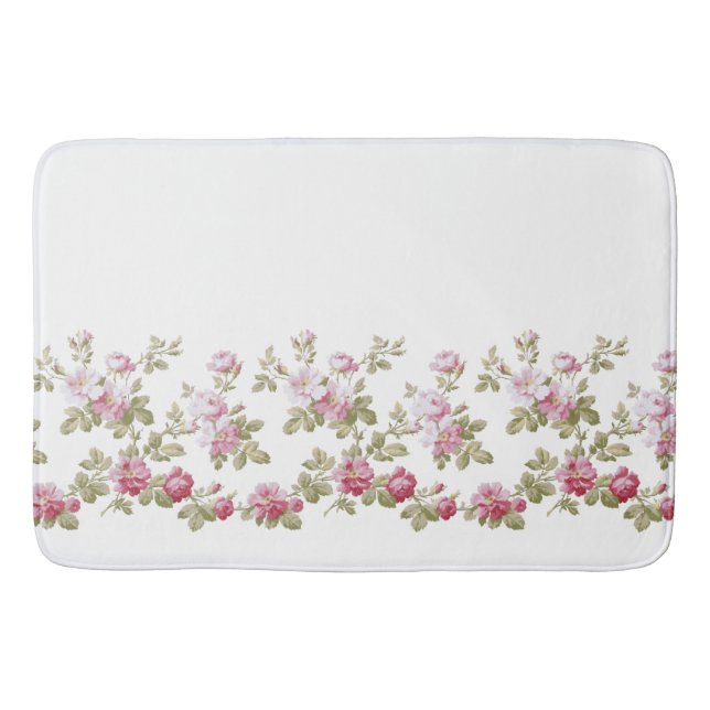 Alfombrilla De Baño Elegante borde rosa rosado de época (Anverso)