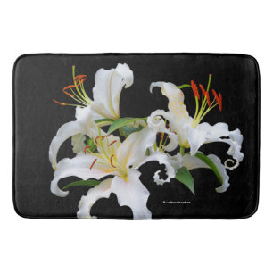 Alfombrilla De Baño Elegante Casablanca White Oriental Lilies