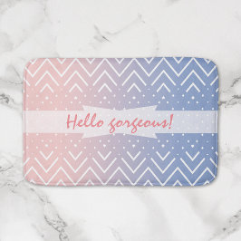Alfombrilla De Baño Elegante Chevron rosa azul pastel Hola espléndido