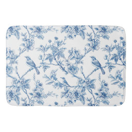 Alfombrilla De Baño Elegante Chinoiserie Floral Azul