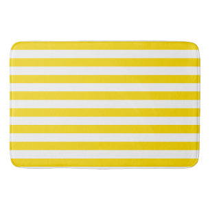 Alfombrilla De Baño Elegante color blanco amarillo rayado moderno de m