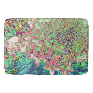Alfombrilla De Baño Elegante Coral y Chartreuse Limelight Hydrangea