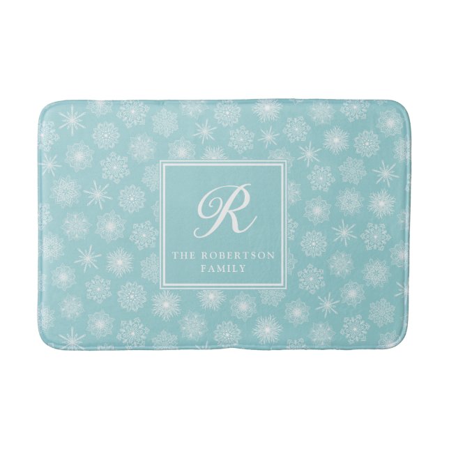 Alfombrilla De Baño Elegante costa personalizada Verde azulada de copo (Anverso)