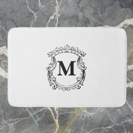 Alfombrilla De Baño Elegante Cresta Monograma Personalizado 