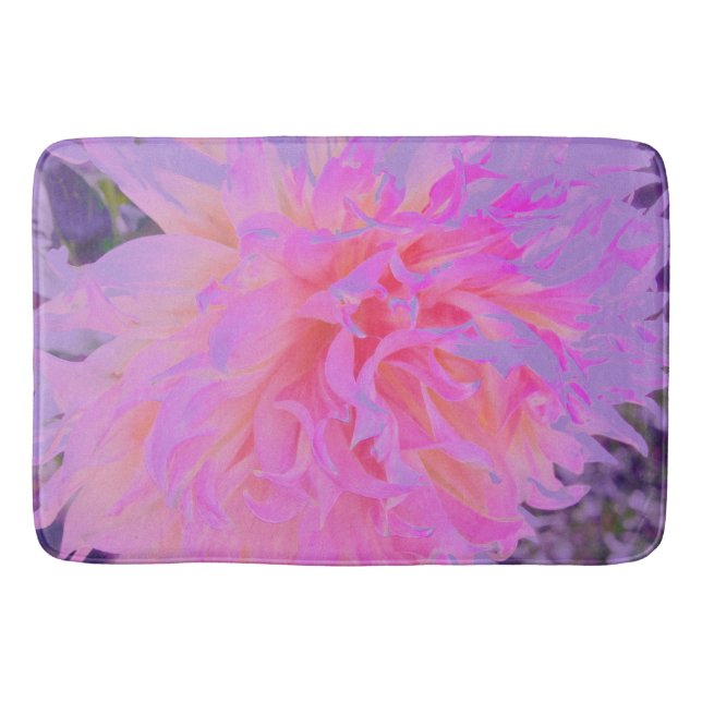 Alfombrilla De Baño Elegante Dahlia con decoración magenta y rosa (Anverso)