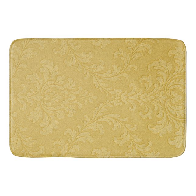 Alfombrilla De Baño Elegante Damasco Barroco Oro Ligero (Anverso)