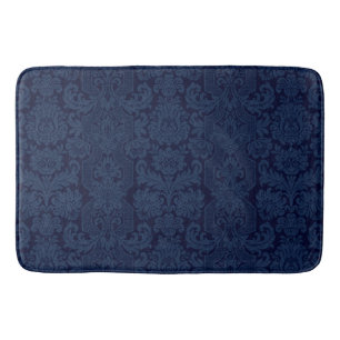 Alfombrilla De Baño Elegante Damasco Victoria Azul Ornate