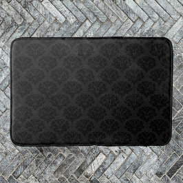 Alfombrilla De Baño Elegante Damask Ornate Victoriano Negro