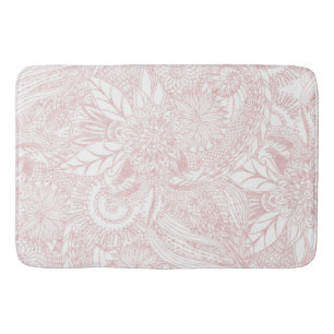 Alfombrilla De Baño Elegante diseño de Mandala floral de color rosa