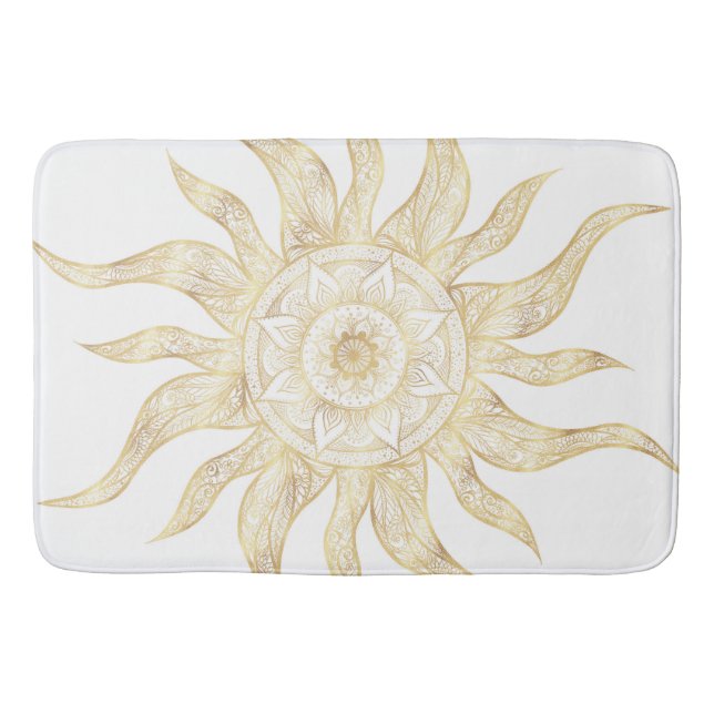Alfombrilla De Baño Elegante Diseño de Mandala Gold Sun (Anverso)