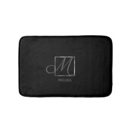 Alfombrilla De Baño Elegante diseño de monograma negro