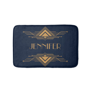 Alfombrilla De Baño Elegante diseño geométrico dorado Art Deco