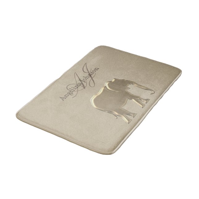 Alfombrilla De Baño Elegante elefante Golden Sandstone Monograma
