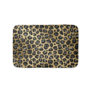 Alfombrilla De Baño Elegante estampado de leopardo gris, negro y dorad