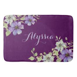 Alfombrilla De Baño Elegante Floral Púrpura 