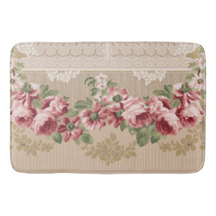 Alfombrilla De Baño Elegante floral rosa victoriano romántico