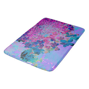 Alfombrilla De Baño Elegante Hortensia Limelight Azul Oscuro y Magenta