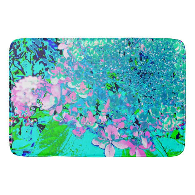 Alfombrilla De Baño Elegante Hydrangea de luz rosa y azul (Anverso)