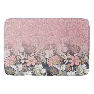 Alfombrilla De Baño Elegante imagen Purpurina de gradiente rosa dorado